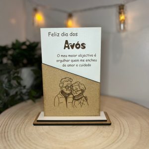Quadro Personalizado em MDF Lacado e Cru Gravado a Laser para o Dia dos Avós
