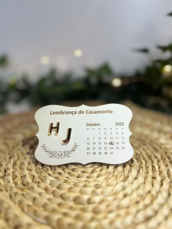 Lembrança de Casamento Personalizada – MDF com Íman e Iniciais dos Noivos em Acrílico
