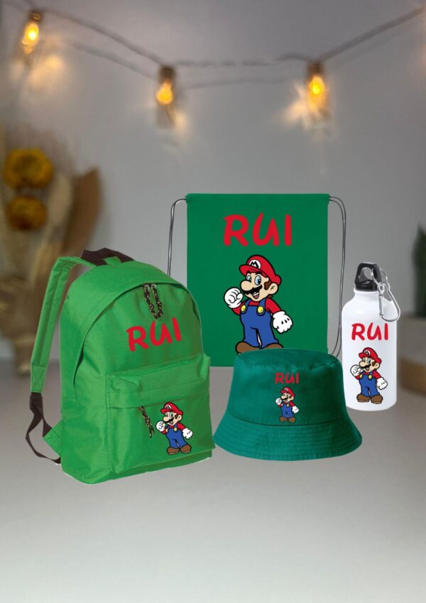 Kit Escolar Personalizado para a Pré-Escola – Mochila, Panamá, Garrafa e Saco - Image 2