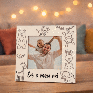 👑💙 Moldura em Madeira “És o Meu Rei” Design Animais – Especial Pai