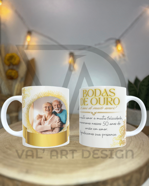 🎉✨ Caneca Bodas de Ouro – 50 anos de muito amor! ✨🎉