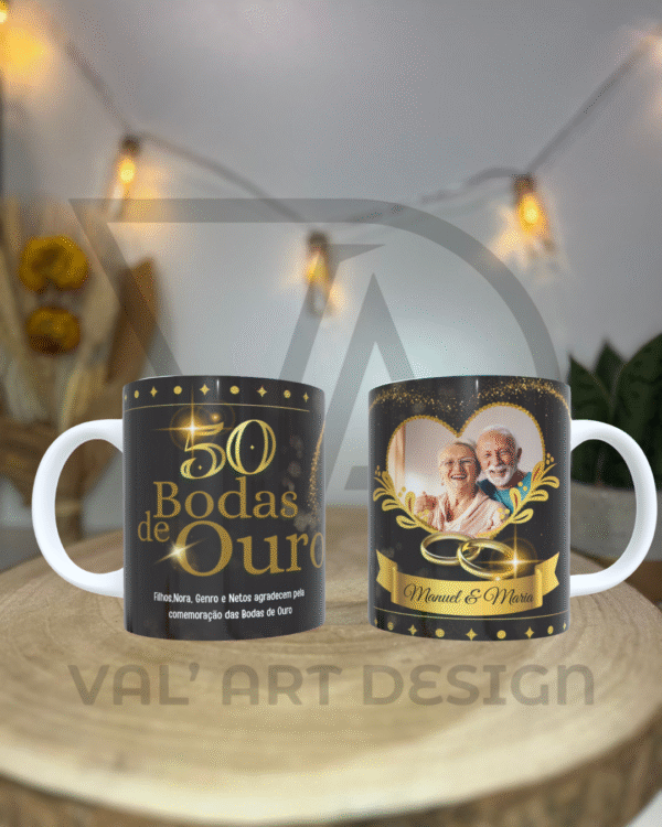 👵👴 Caneca Bodas de Ouro – Homenagem com Amor 💛