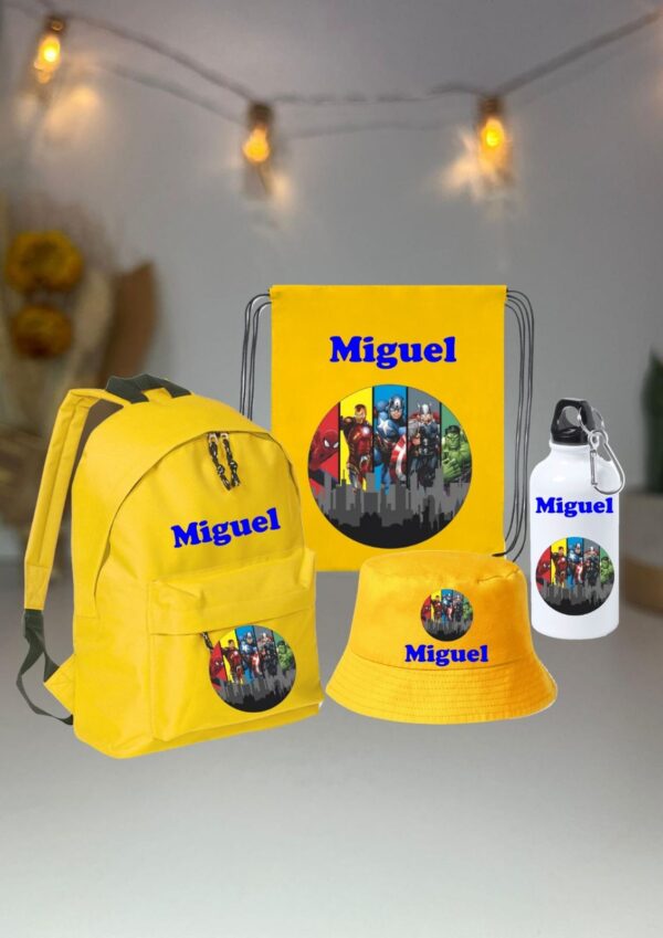 Kit Escolar Personalizado para a Pré-Escola – Mochila, Panamá, Garrafa e Saco - Image 4