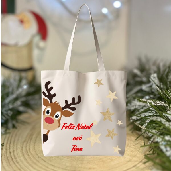 Saco de Natal Personalizado “Feliz Natal Avó” com Rena – Presente Especial e Único