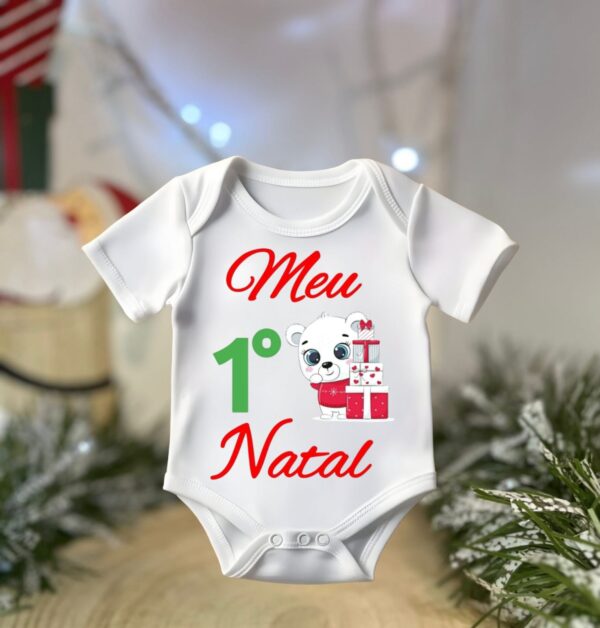 Body de Bebé “Meu 1º Natal” com Ursinho e Presentes – Personalizado