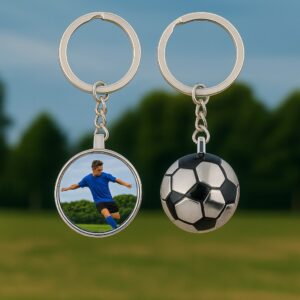 Porta-Chaves Personalizado Futebol – Foto + Bola 3D
