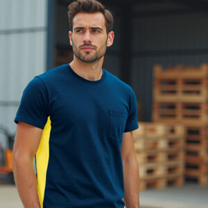 T-Shirt THUNDER Bicolor de Manga Curta com Bolso – Corte Regular