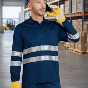 Polo (Longford) de Alta Visibilidade com Manga Comprida e Bolso