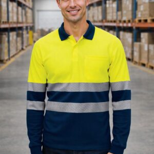 Polo (Albury) Bicolor de Alta Visibilidade com Manga Comprida e Bolso - EPI de Categoria ll