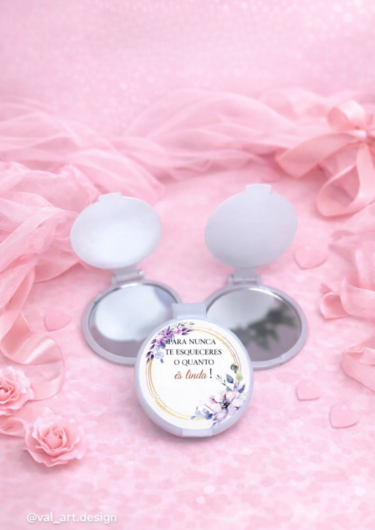 🌸 Espelho de Bolsa Personalizado – “Para Nunca Te Esqueceres o Quanto És Linda!”