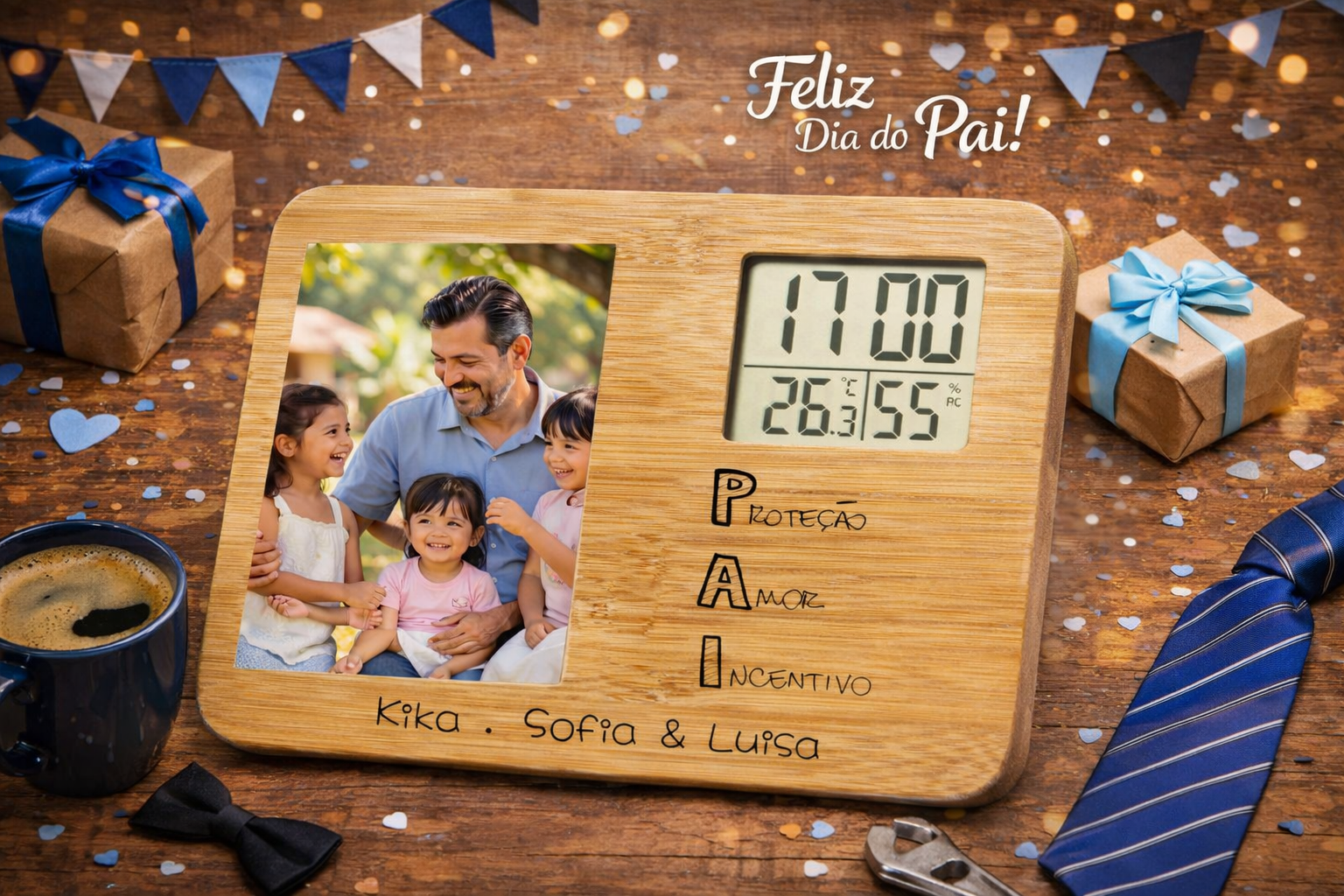 🌿 Moldura Estação Meteorológica em Bambu - Especial Dia do Pai