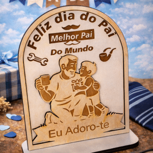 💙 Placa Decorativa em Madeira “Melhor Pai do Mundo” – Especial Dia do Pai