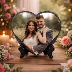 ❤️ Ardósia em Forma de Coração com Fotografia – Dia dos Namorados