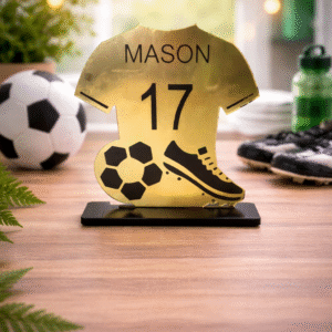 Troféu “Melhor Jogador” Personalizado – Camisola Dourada com Nome e Número | Edição Premium