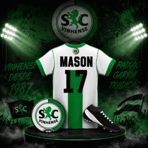 Placa em Acrílico Personalizada com Camisola de Futebol – Nome, Número e Emblema do Clube